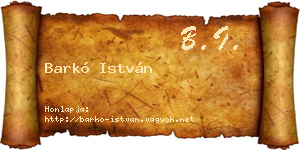 Barkó István névjegykártya